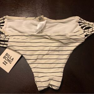 BILLABONG TAN LINES HAWAII CHEEKY SWIM BIKINI BOTTOM BLACK WHITE SMALL NEW!